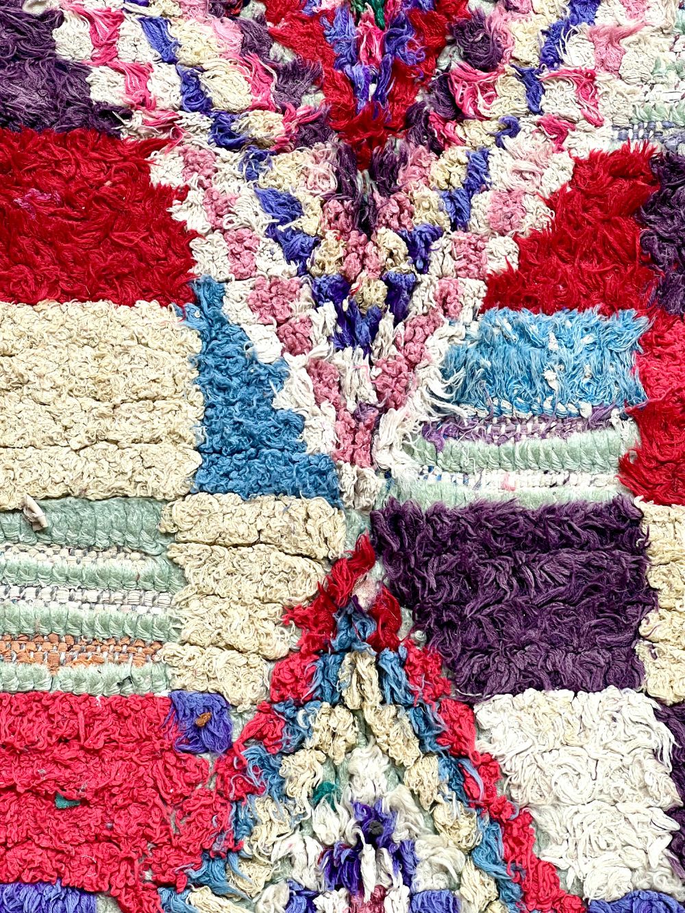 Marokkolainen vintage Boucherouite matto 170x170cm