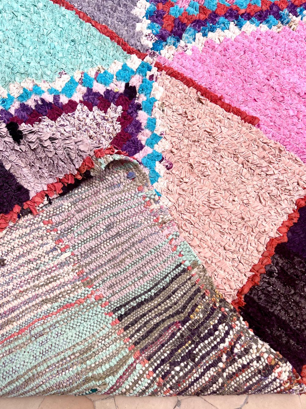 Moroccan Vintage Boucherouite Rug 170x110cm