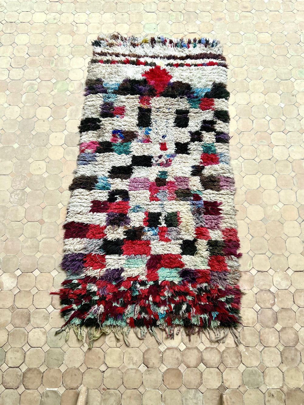 Moroccan Vintage Boucherouite Rug 150x95cm