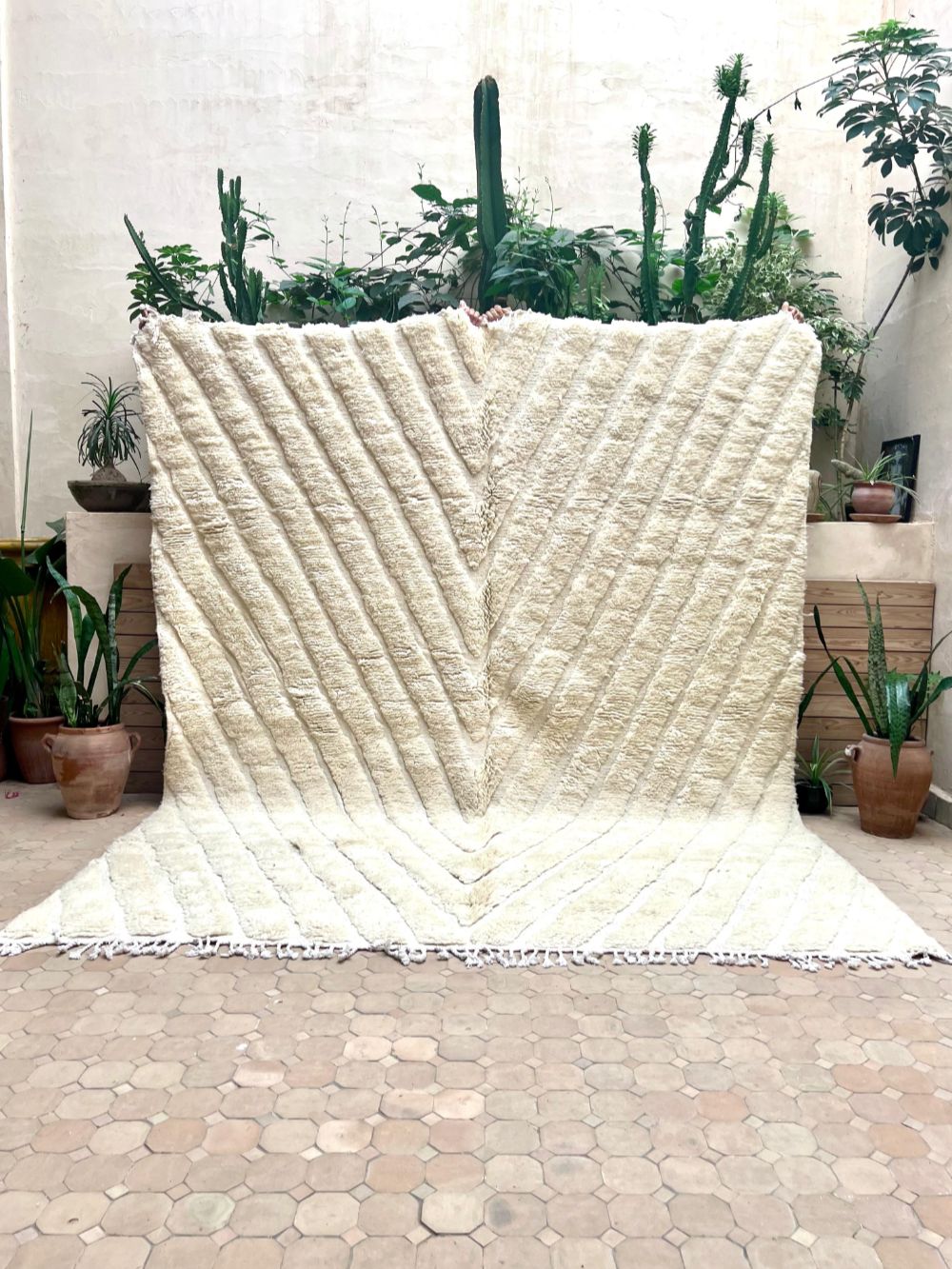 Moroccan All White Rug 295x245cm