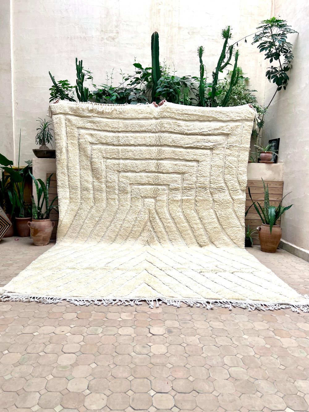 Moroccan All White Rug 345x245cm