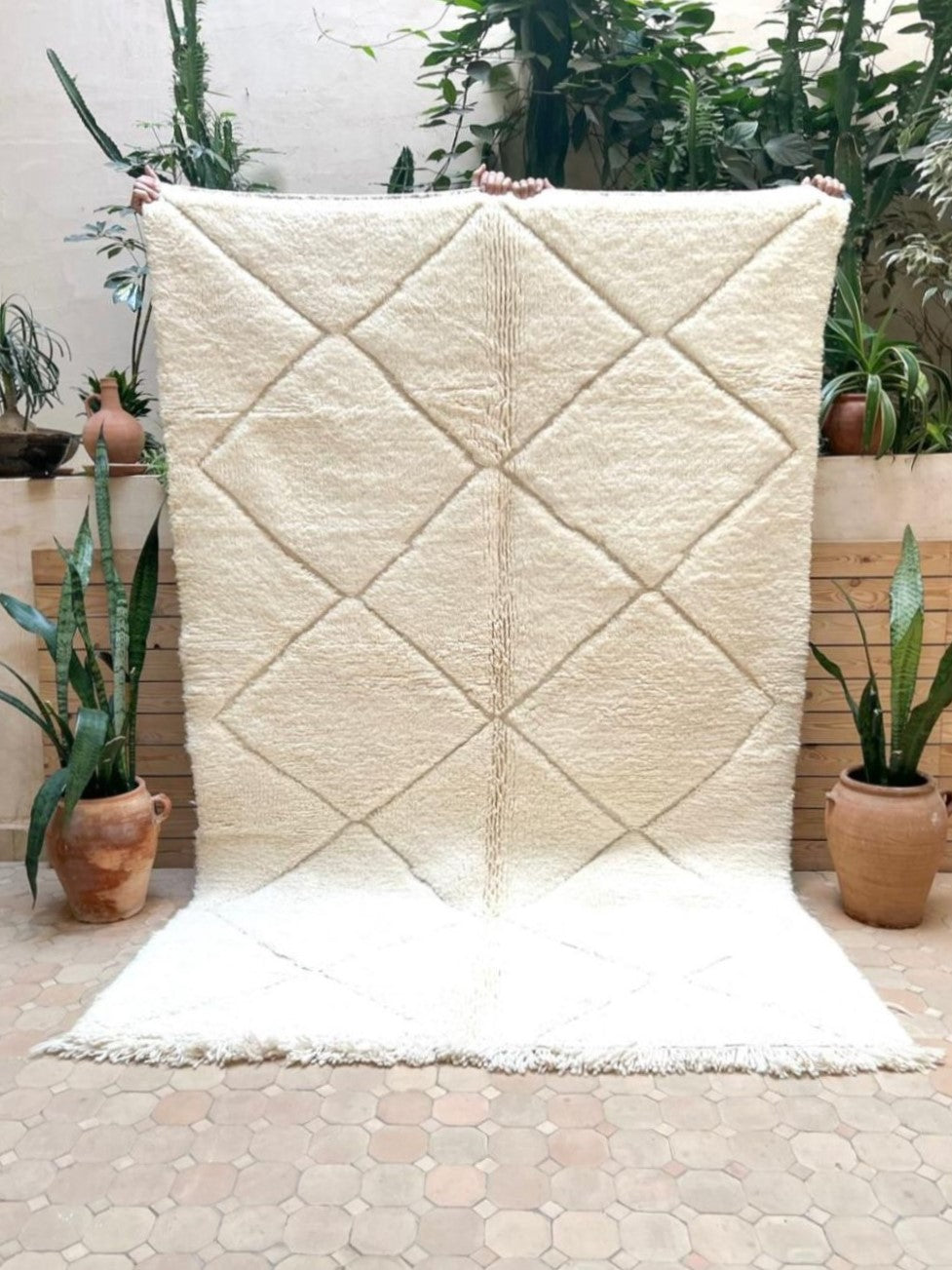 Moroccan All White Rug 235x160cm