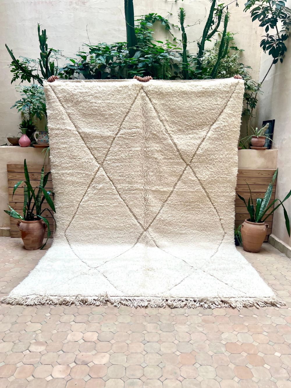 Moroccan All White Rug 300x205cm
