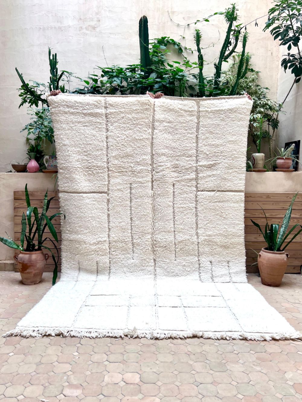 Moroccan All White Rug 300x195cm