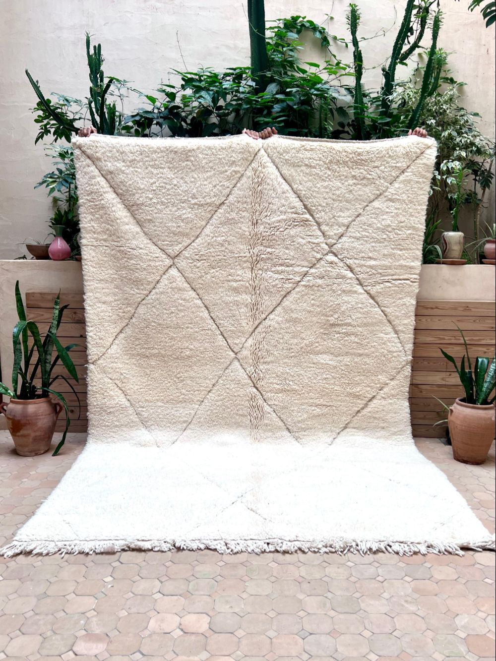 Moroccan All White Rug 295x195cm