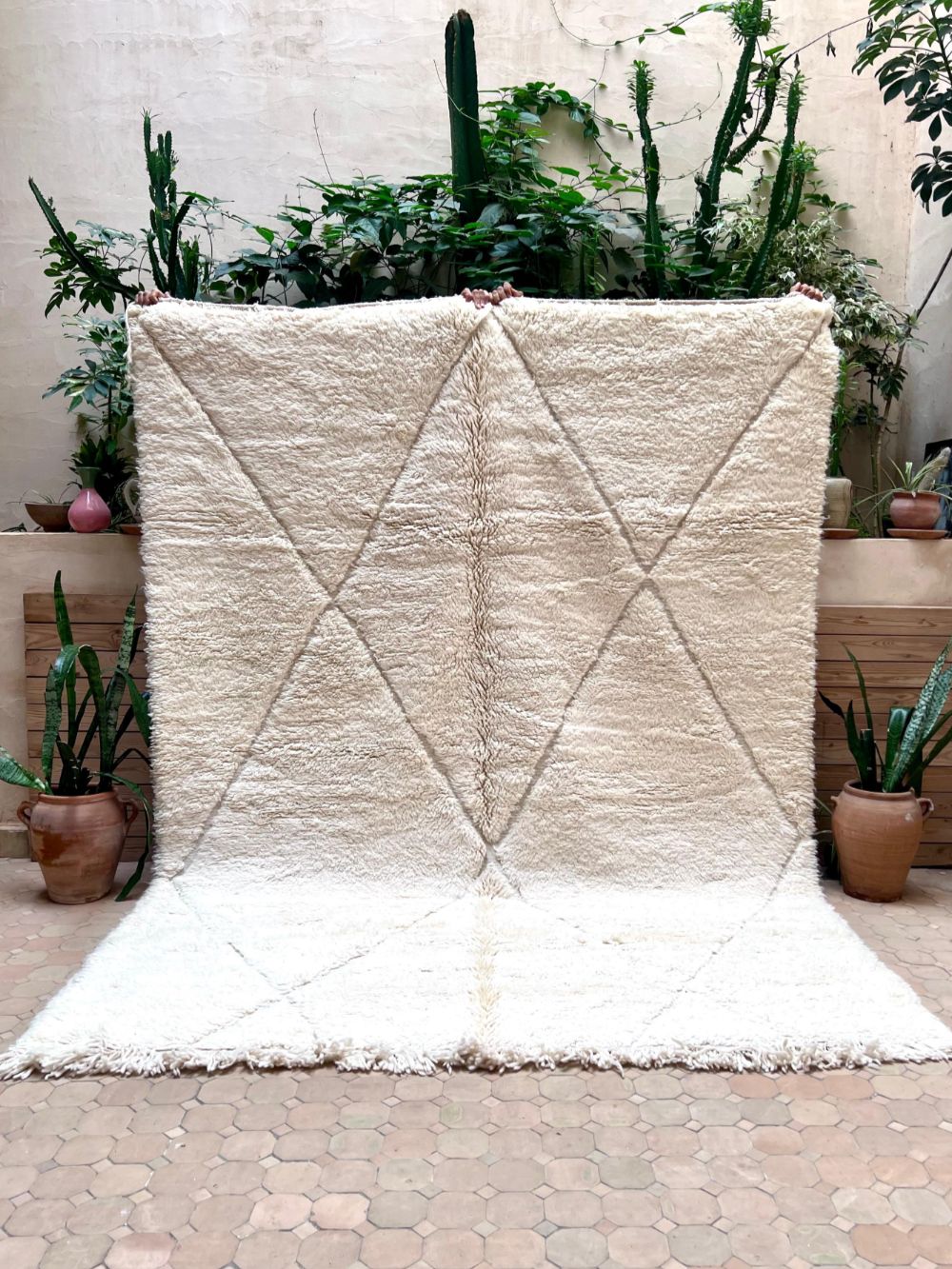 Moroccan All White Rug 275x195cm