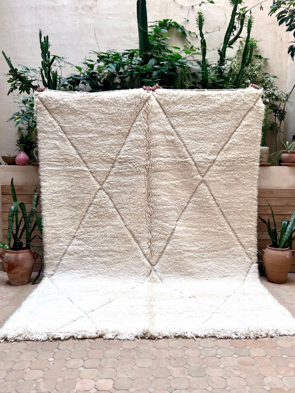 Moroccan All White Rug 285x210cm