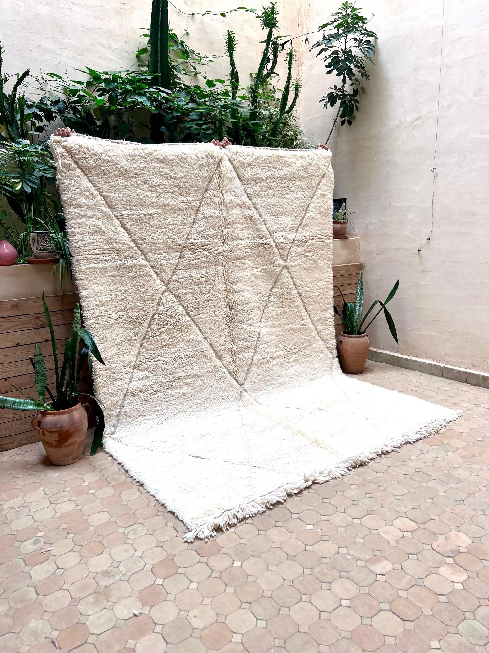 Moroccan All White Rug 285x210cm