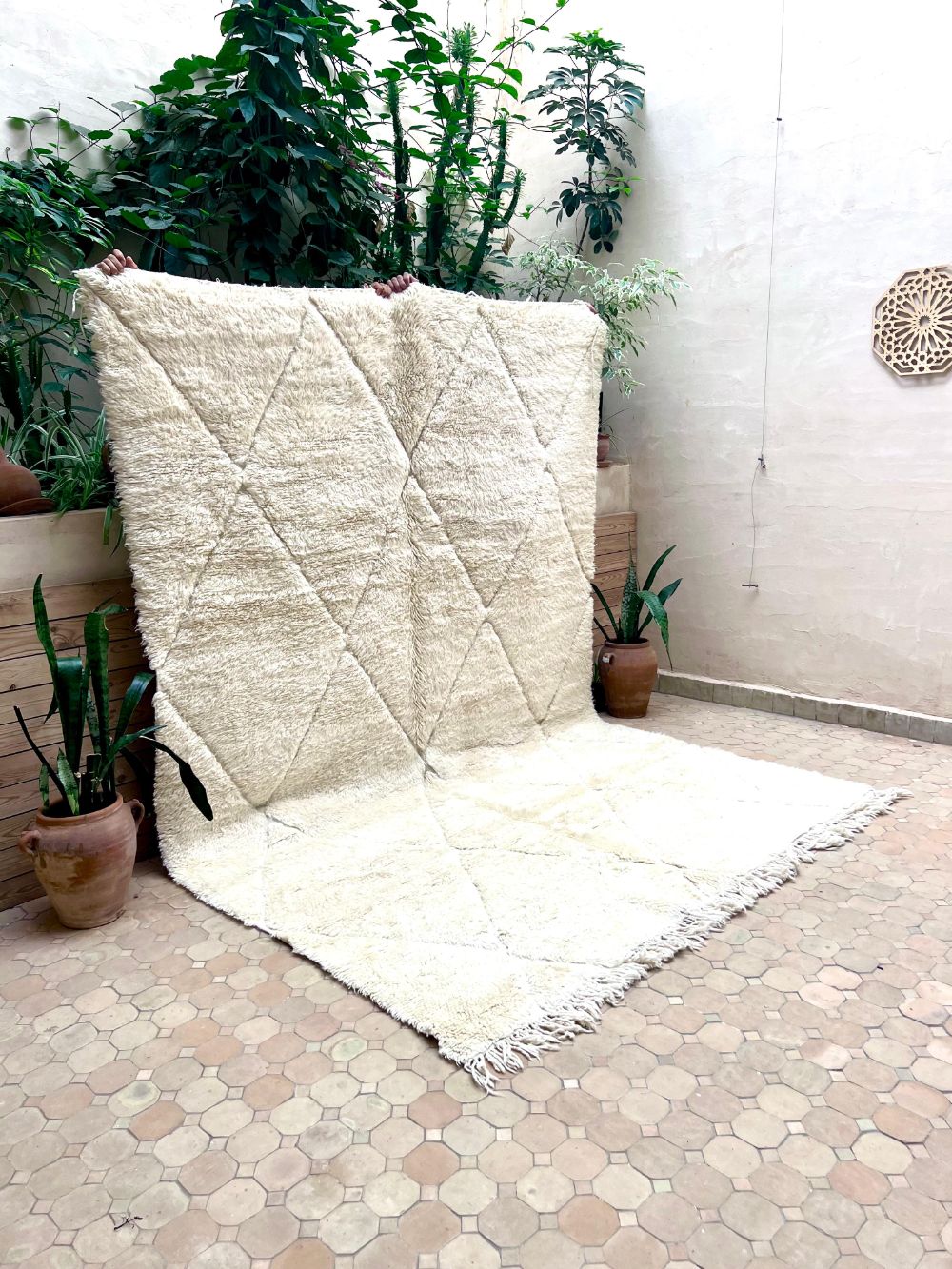 Moroccan All White Rug 300x200cm
