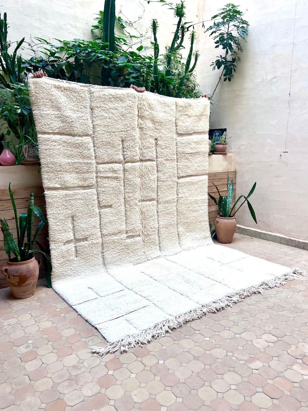 Moroccan All White Rug 285x210cm