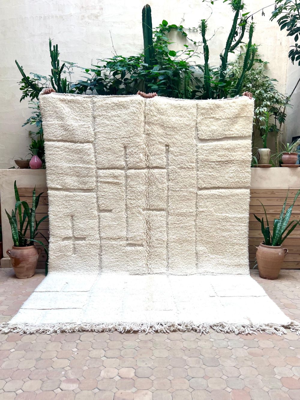 Moroccan All White Rug 285x210cm