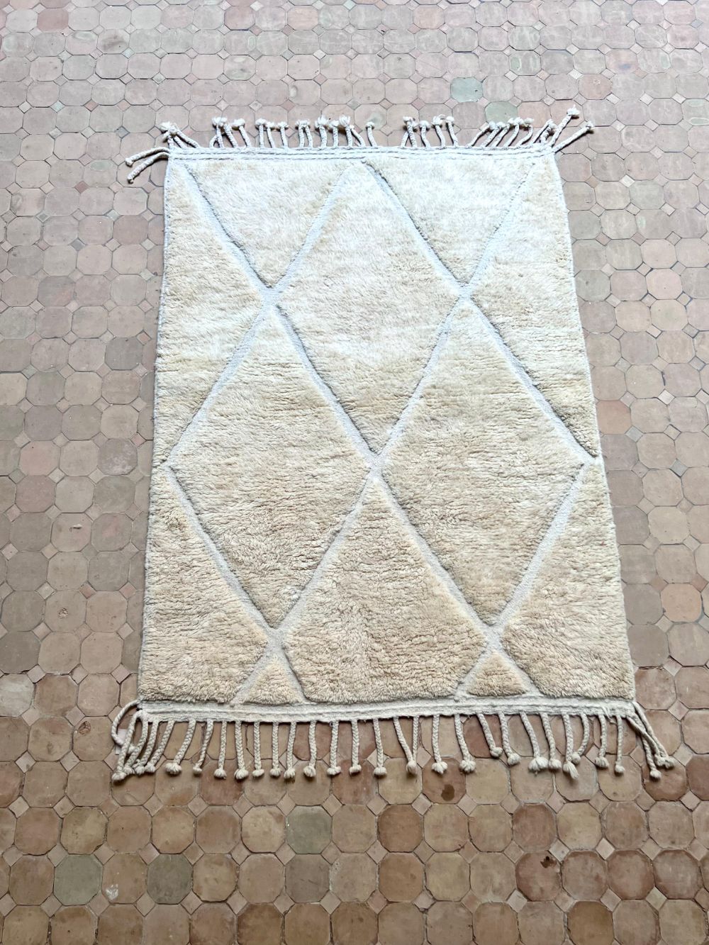 Moroccan All White Rug 160x115cm
