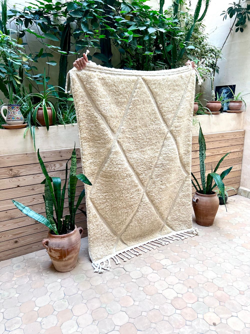 Moroccan All White Rug 160x115cm