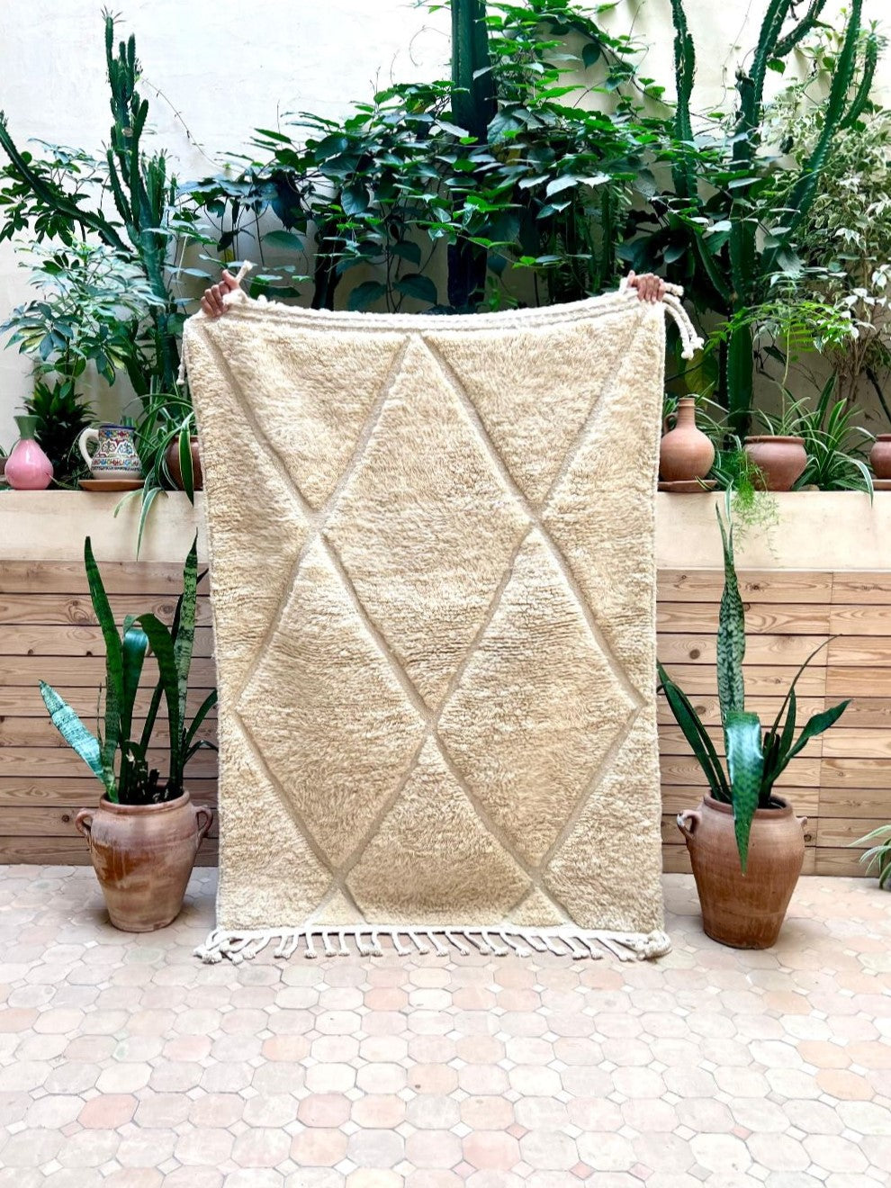 Moroccan All White Rug 160x115cm