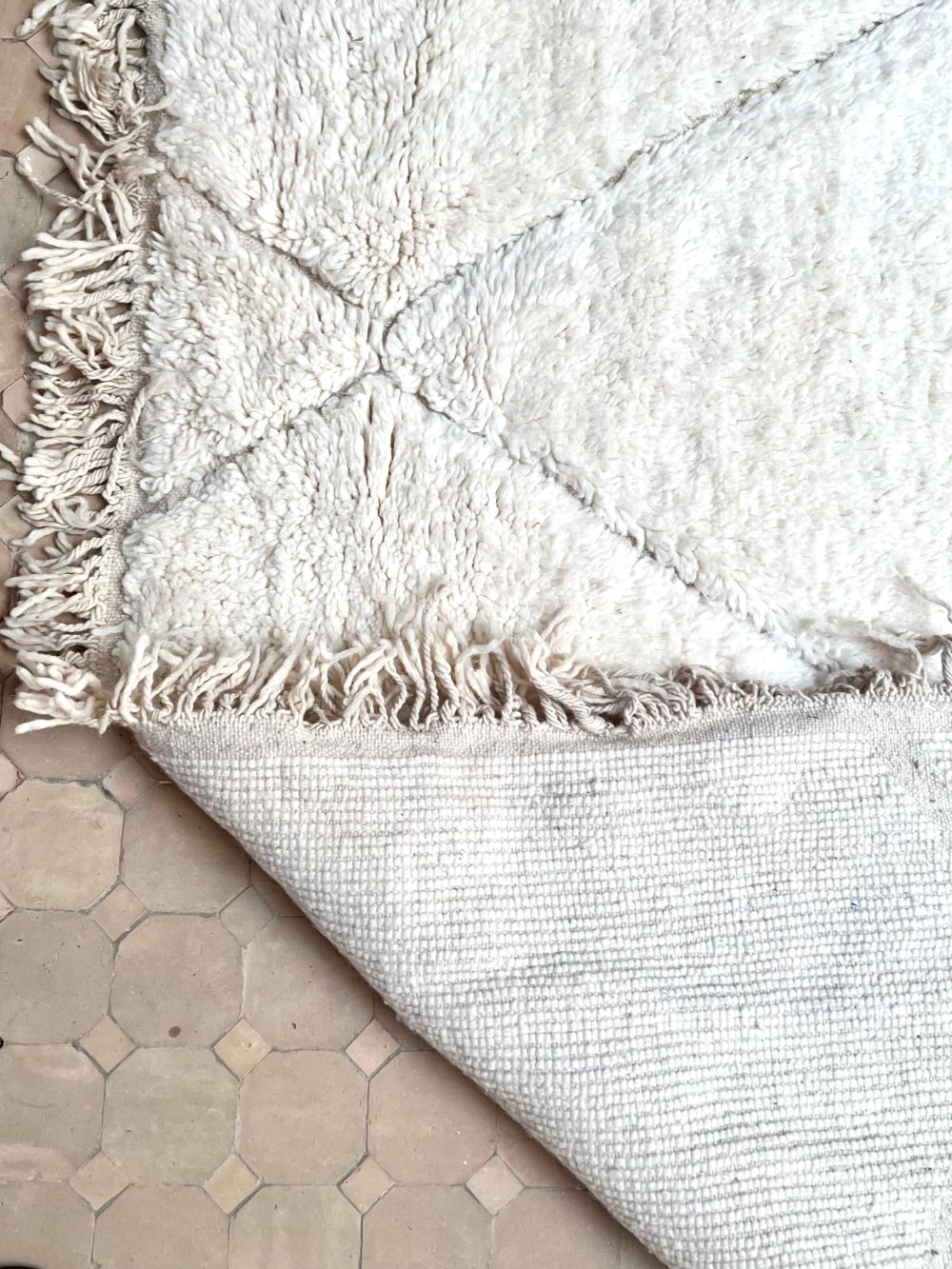 Moroccan All White Rug 280x225cm