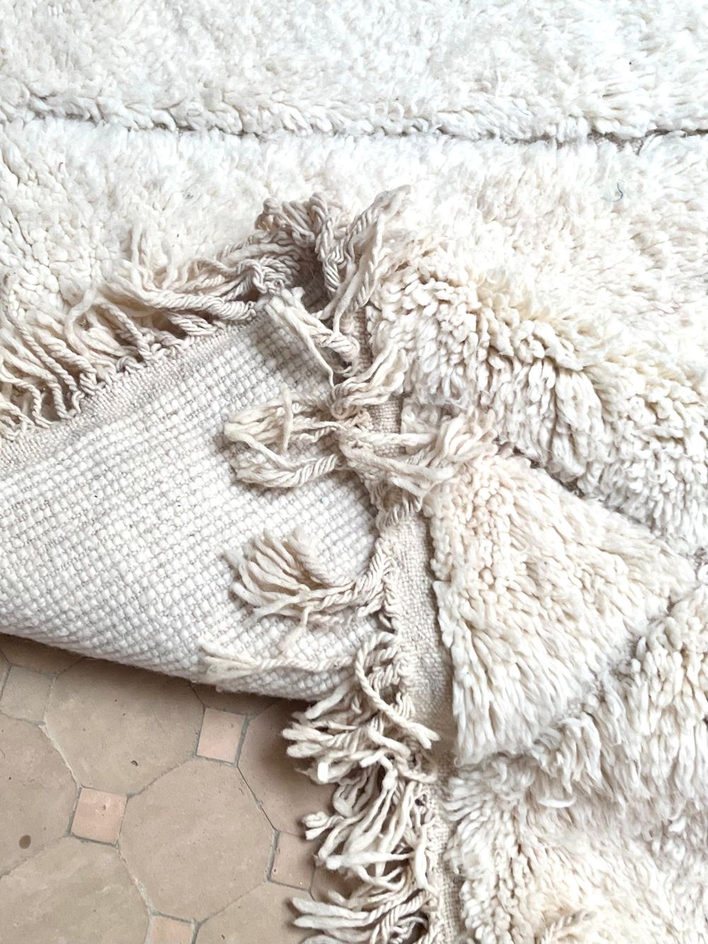 Moroccan All White Rug 280x225cm