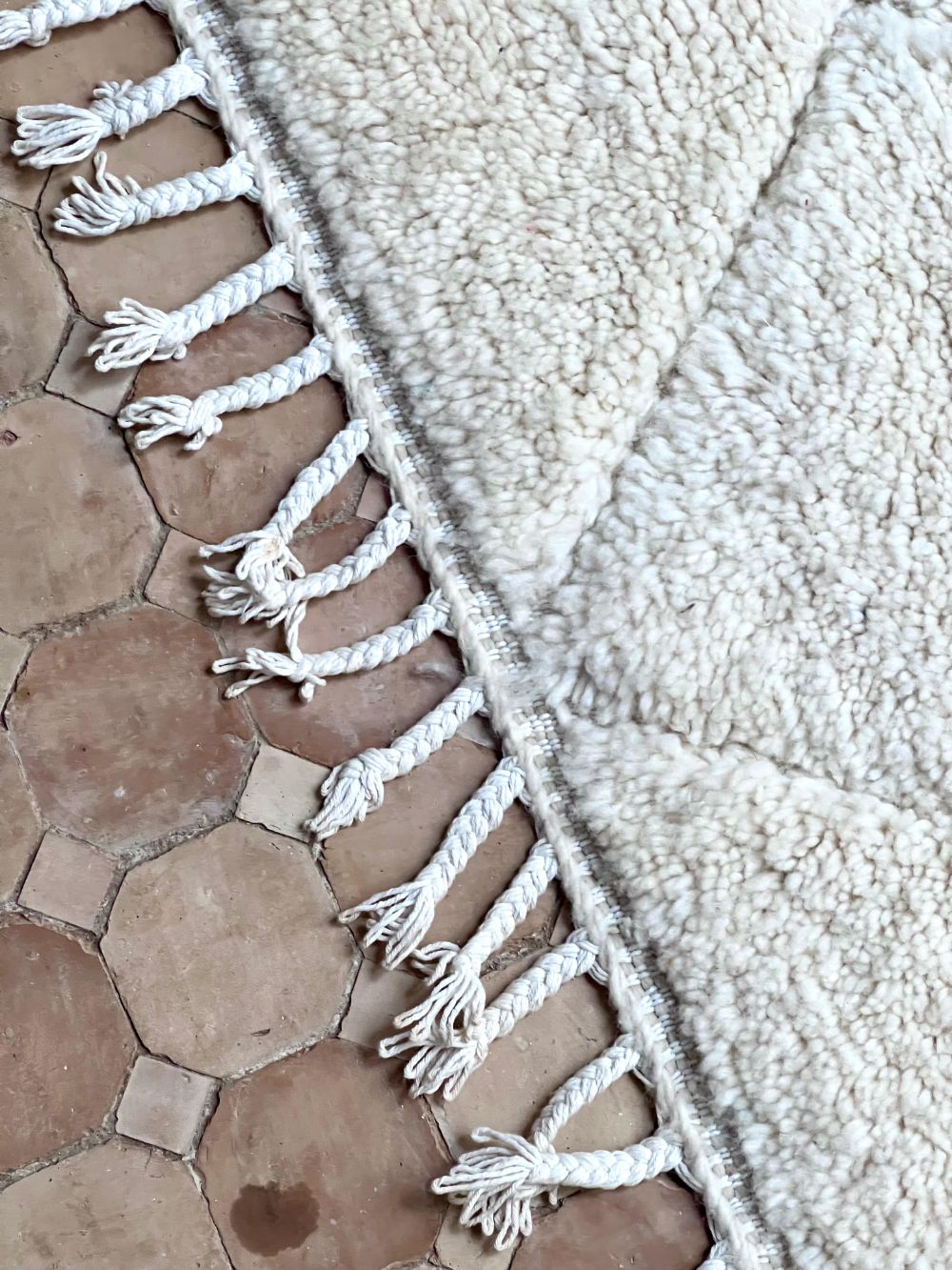 Moroccan All White Rug 150x115cm