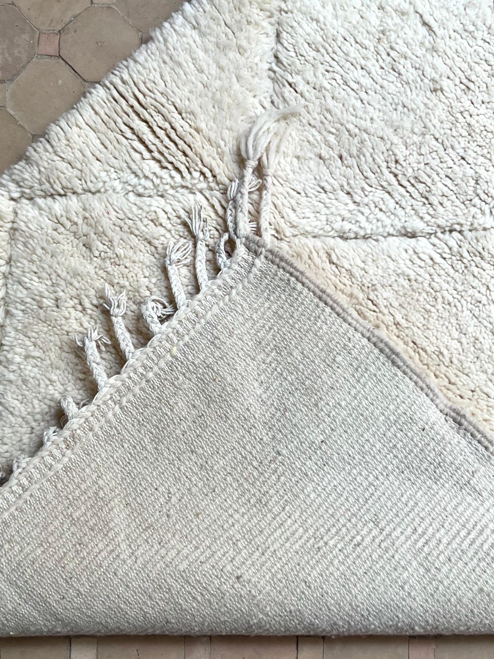 Moroccan All White Rug 150x115cm