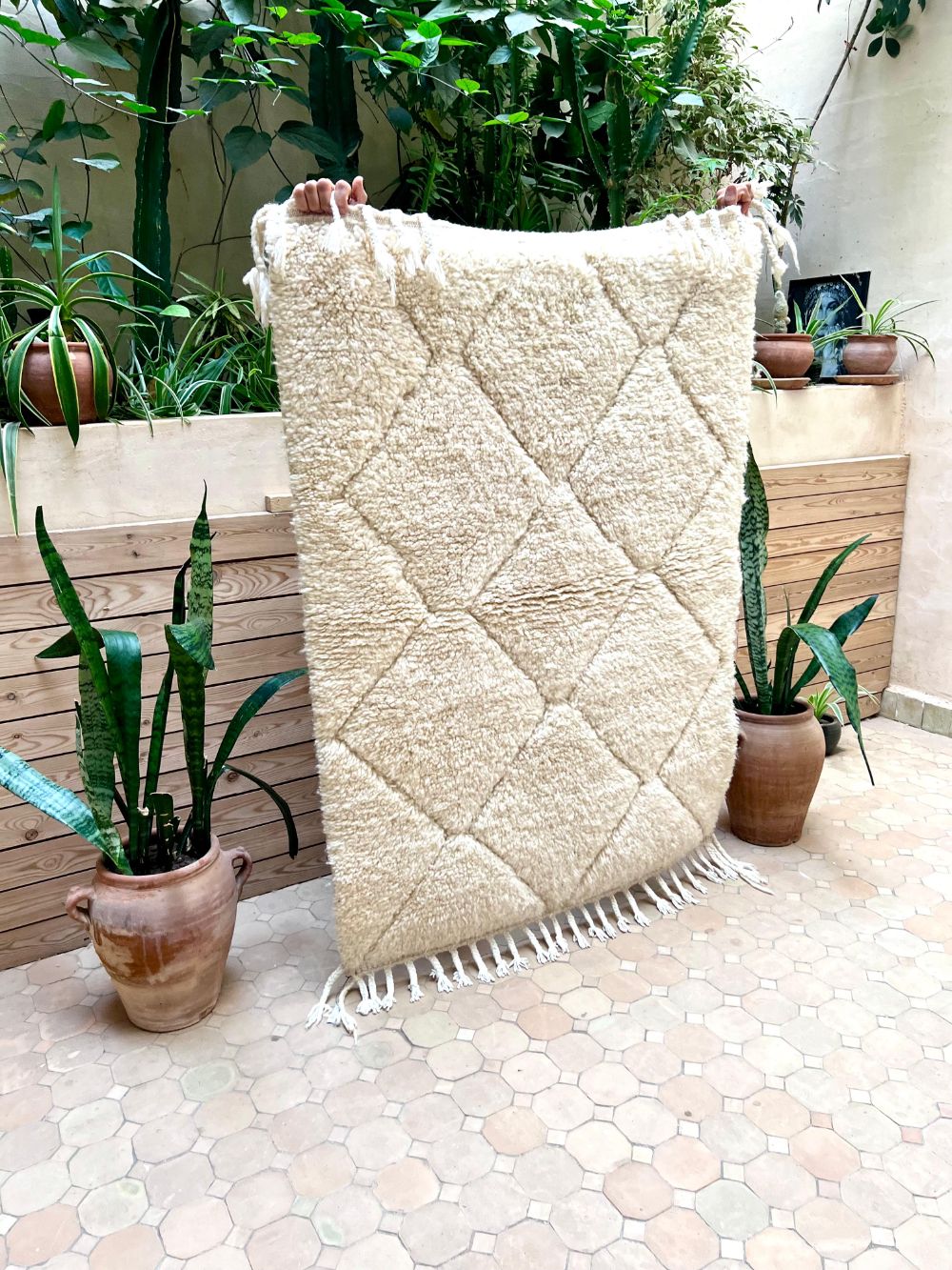 Moroccan All White Rug 150x115cm