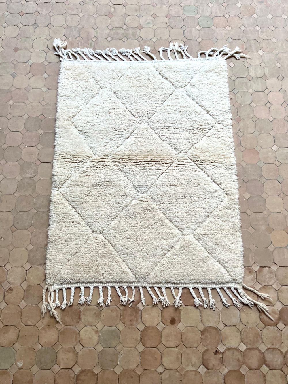 Moroccan All White Rug 150x115cm