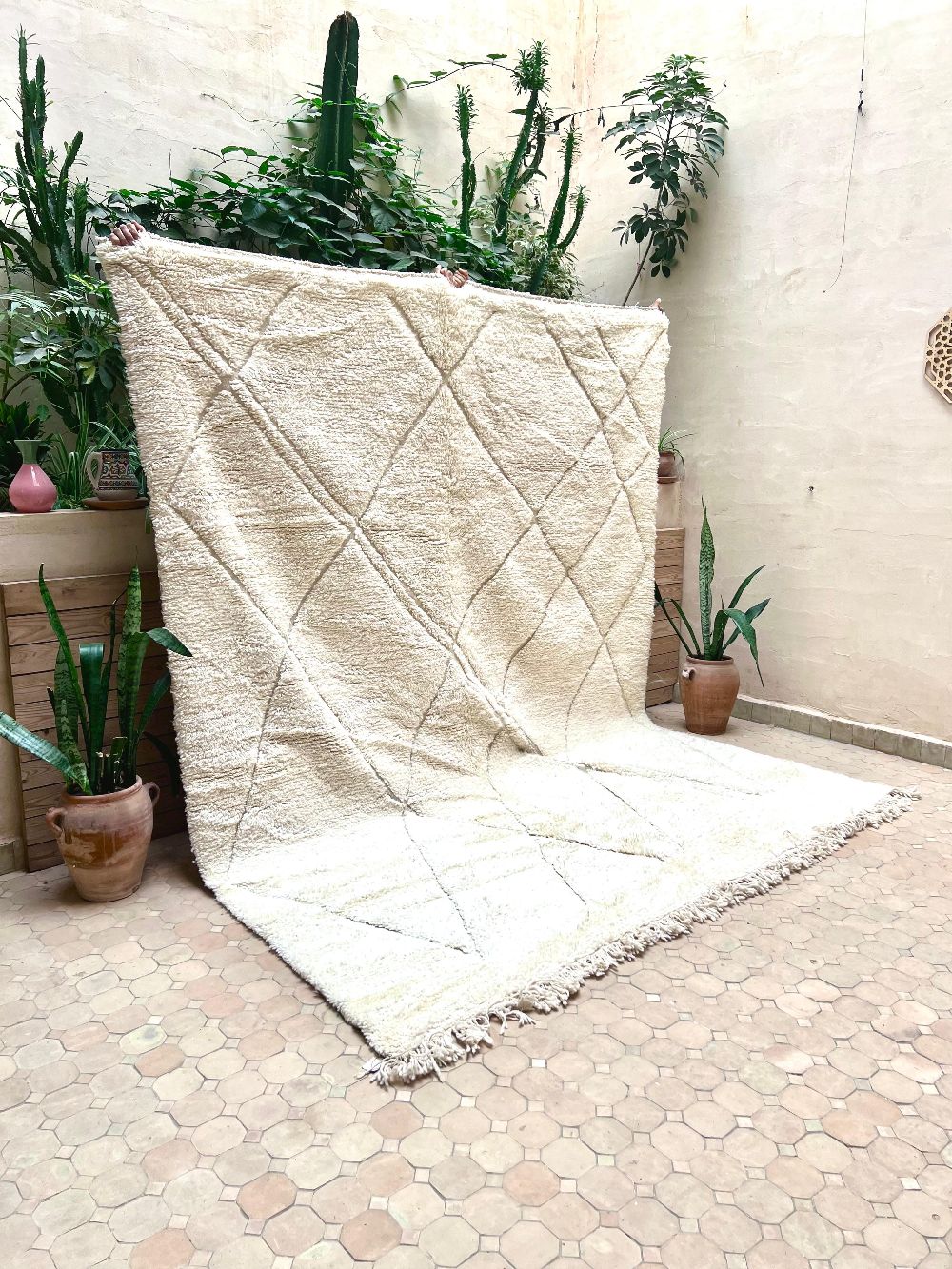 Moroccan All White Rug 290x235cm