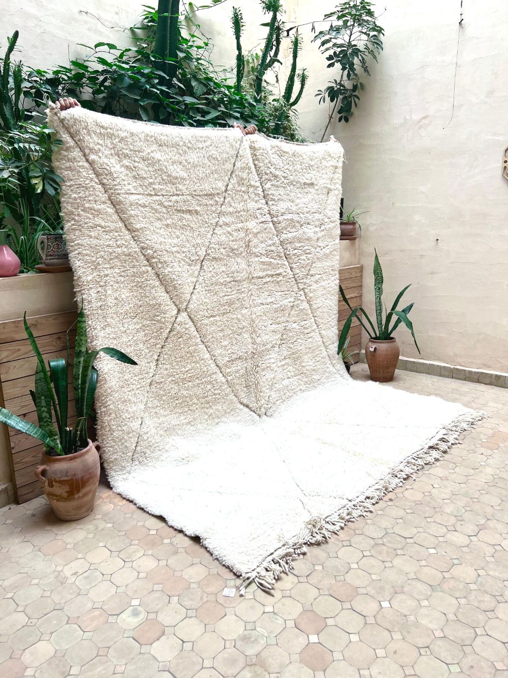 Moroccan All White Rug 280x225cm