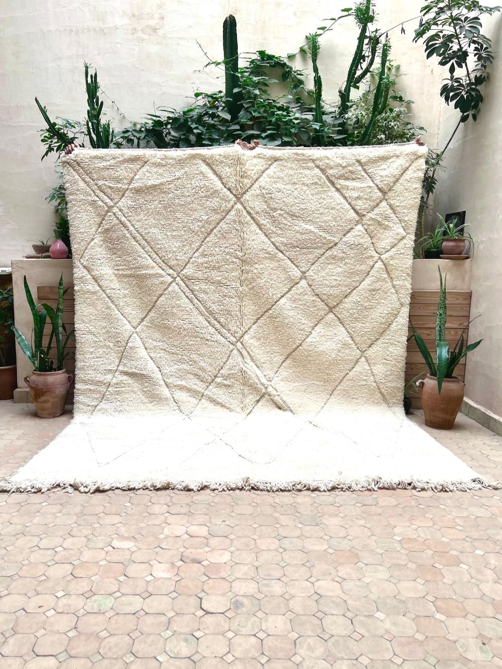 Moroccan All White Rug 290x235cm