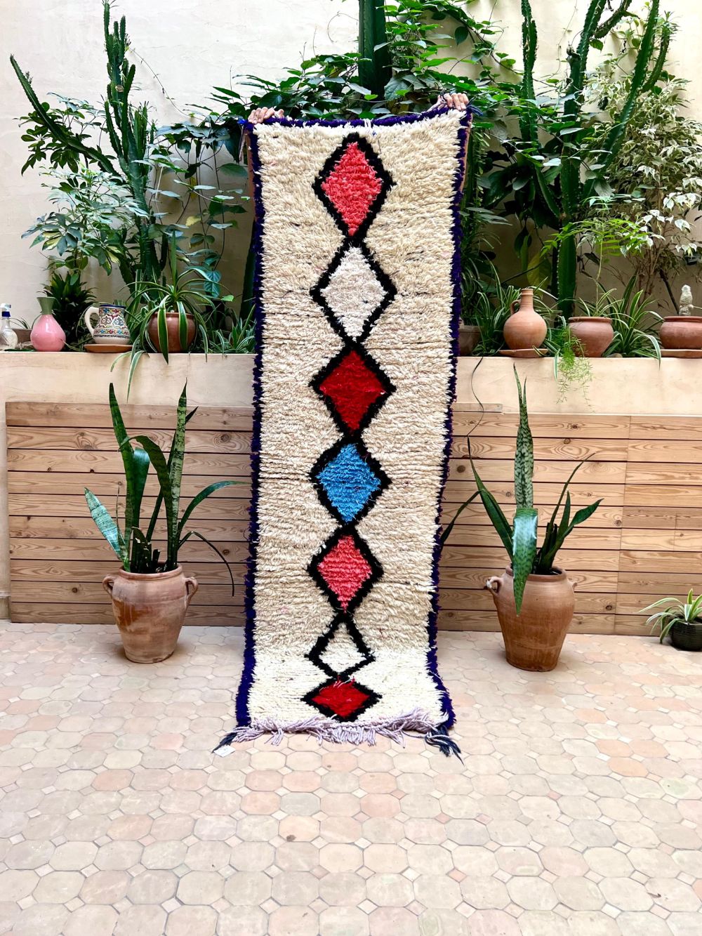 Moroccan Vintage Azilal runner Rug 240x70cm