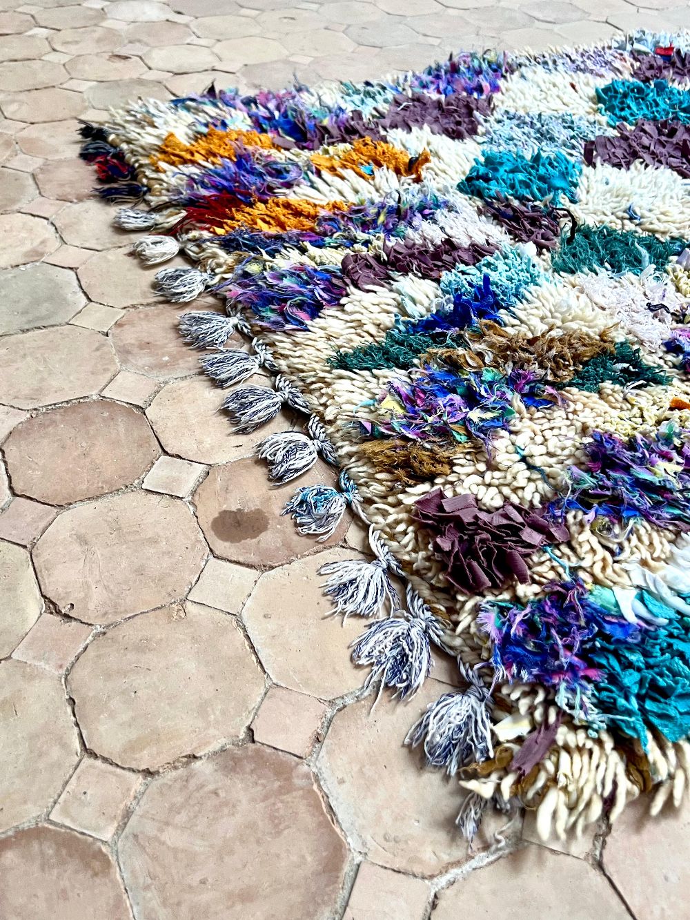 Moroccan Vintage Boucherouite Rug 210x95cm