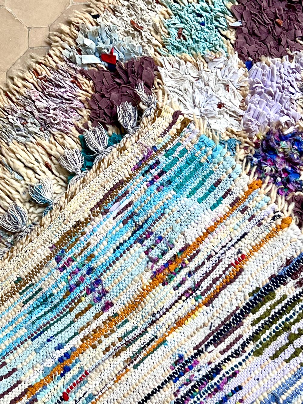 Moroccan Vintage Boucherouite Rug 210x95cm