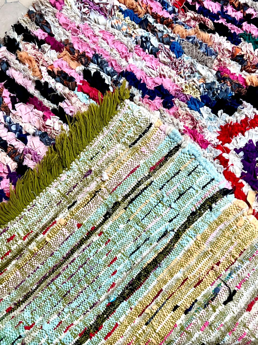 Moroccan Vintage Boucherouite Rug 210x110cm