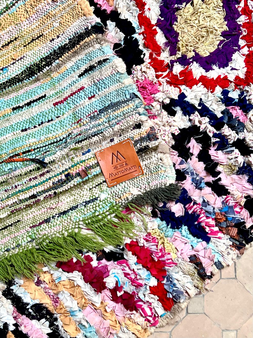 Moroccan Vintage Boucherouite Rug 210x110cm