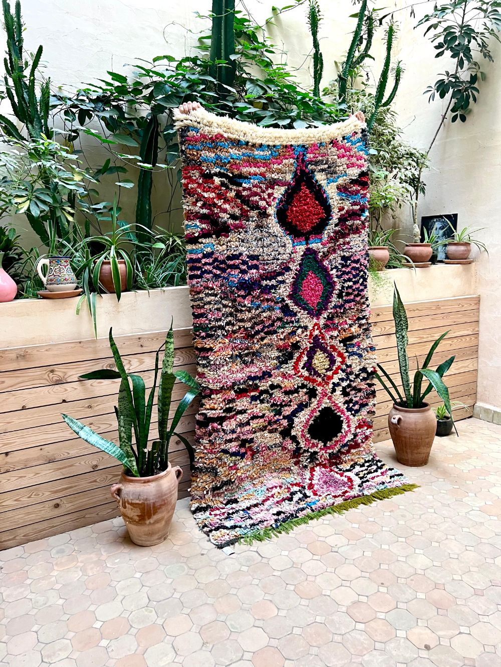 Moroccan Vintage Boucherouite Rug 210x110cm