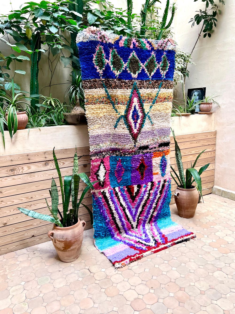 Moroccan Vintage Boucherouite Rug 225x95cm