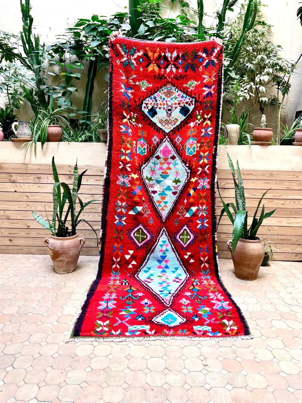 Moroccan Vintage Azilal runner Rug 275x105cm