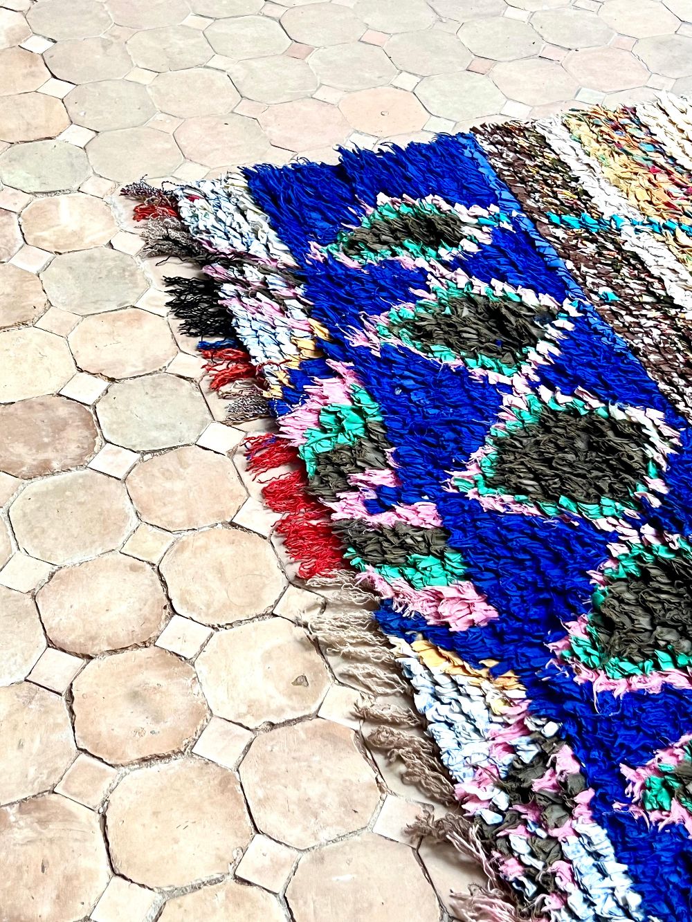 Moroccan Vintage Boucherouite Rug 225x95cm