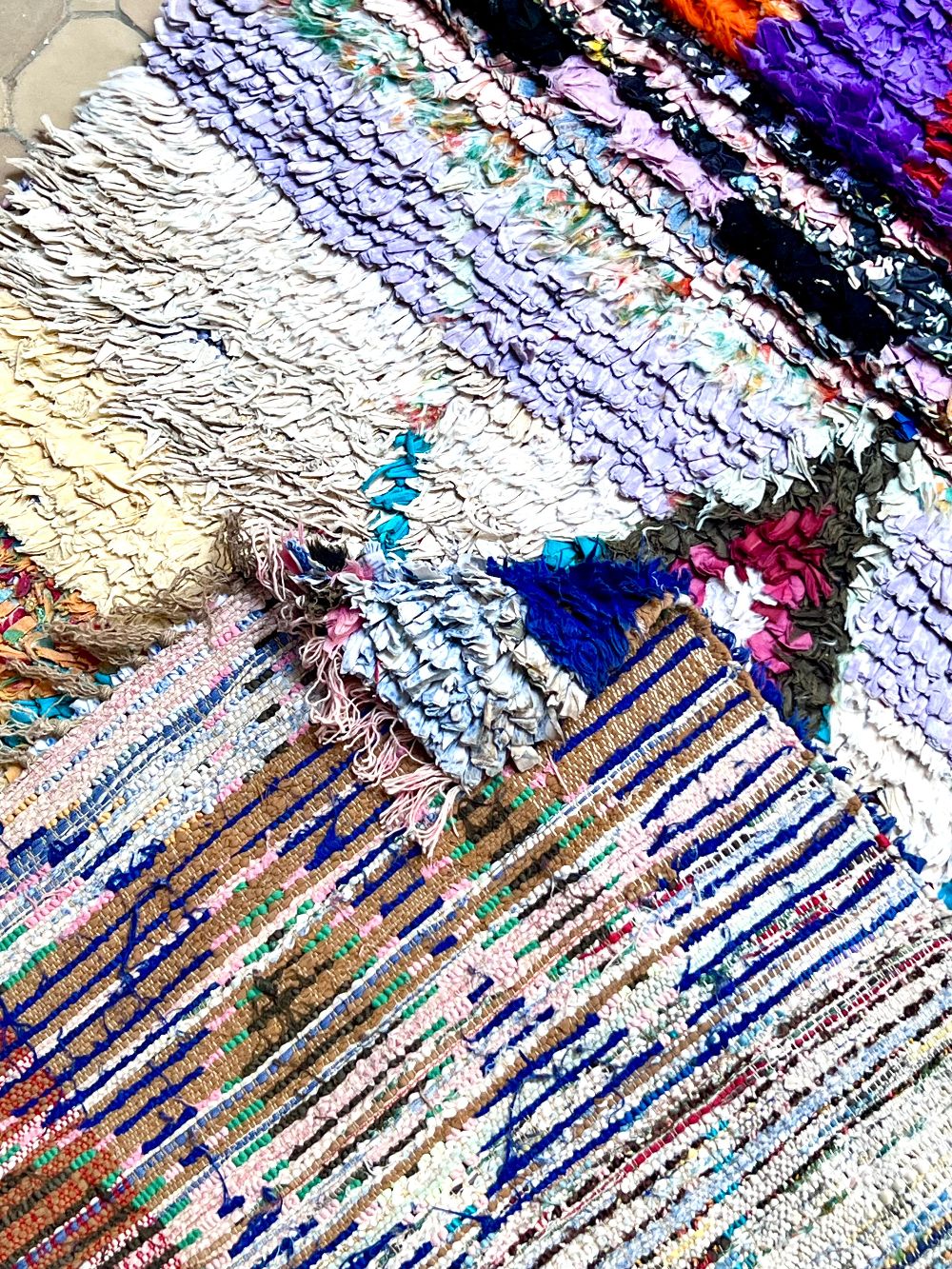 Moroccan Vintage Boucherouite Rug 225x95cm