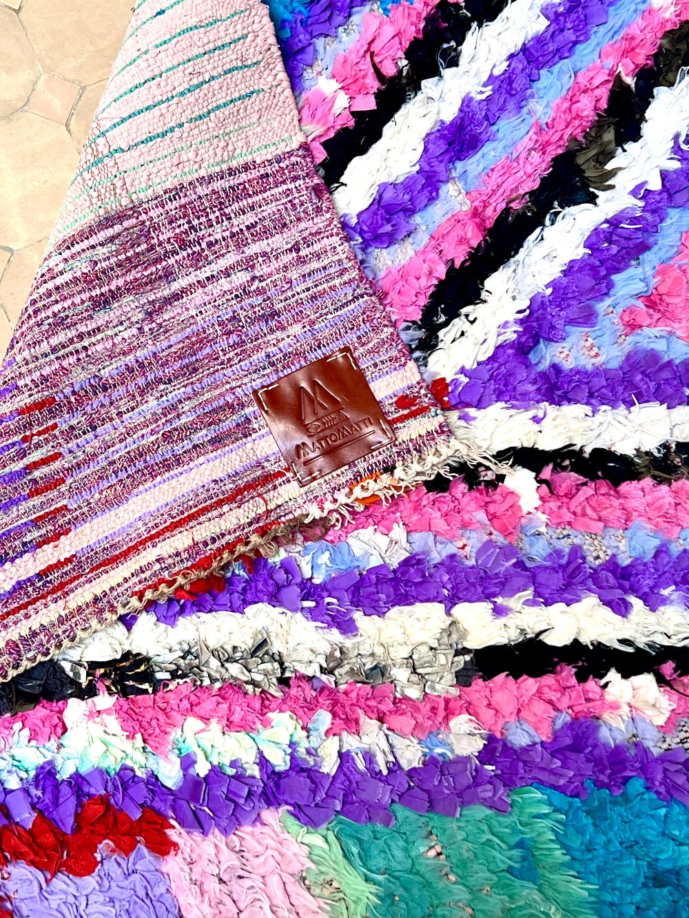 Moroccan Vintage Boucherouite Rug 225x95cm