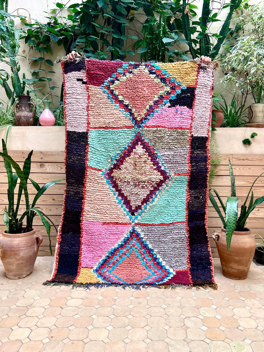 Moroccan Vintage Boucherouite Rug 170x110cm