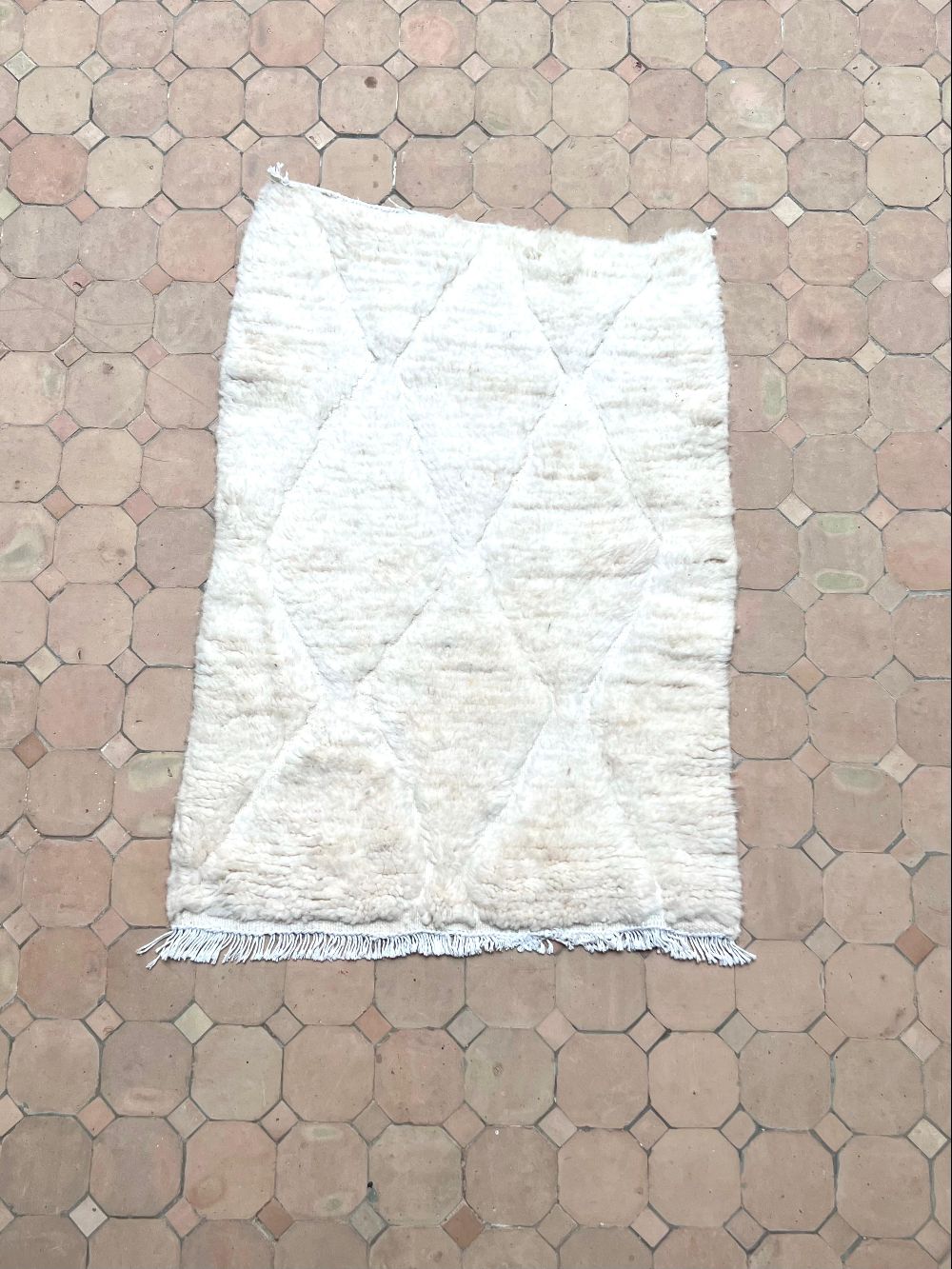 Moroccan All White Rug 90x60cm
