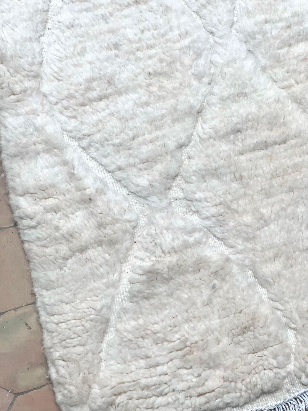 Moroccan All White Rug 90x60cm