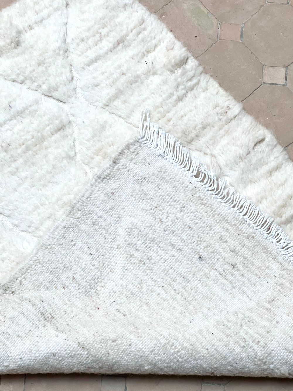 Moroccan All White Rug 90x60cm