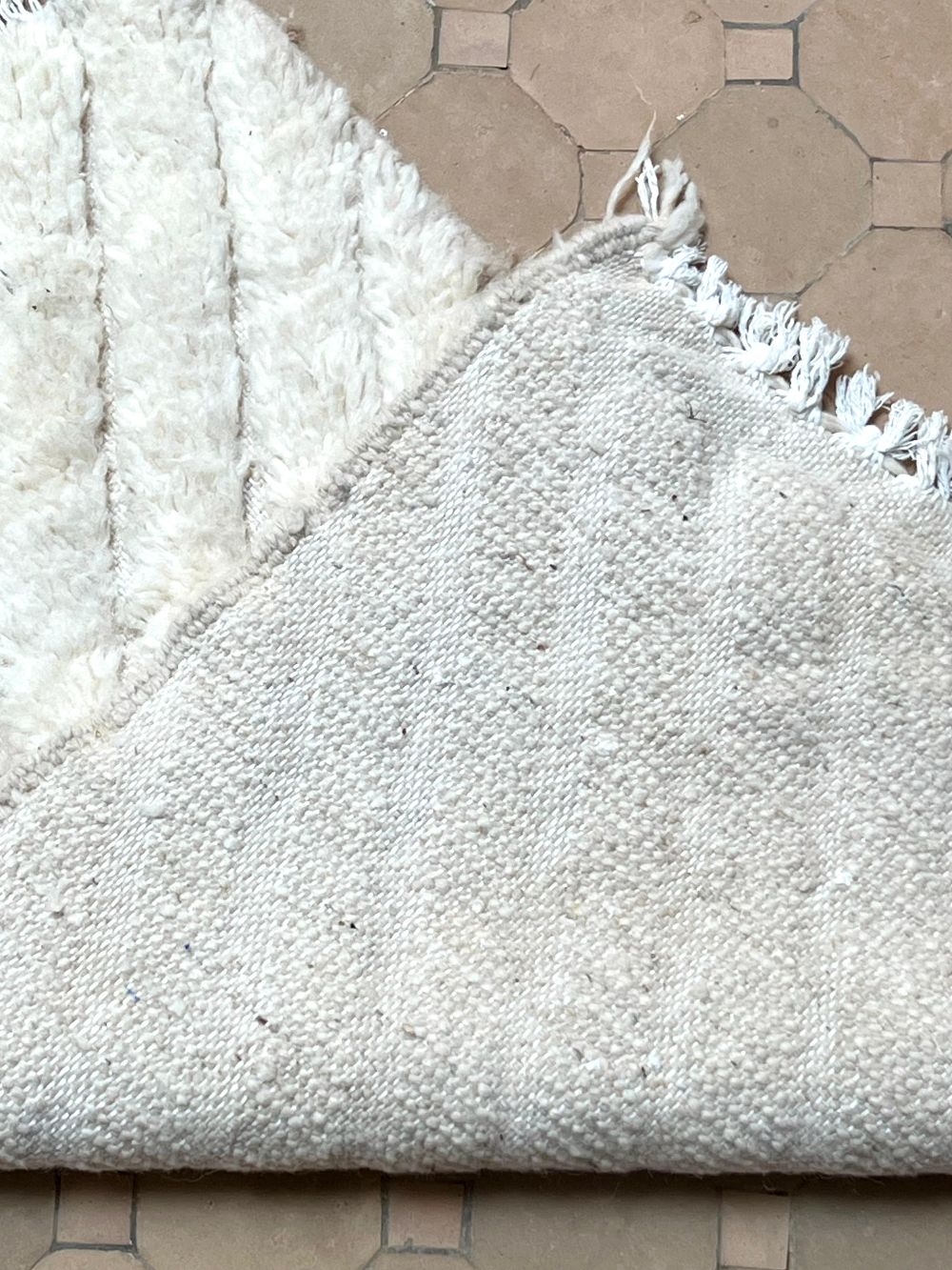 Moroccan All White Rug 95x55cm