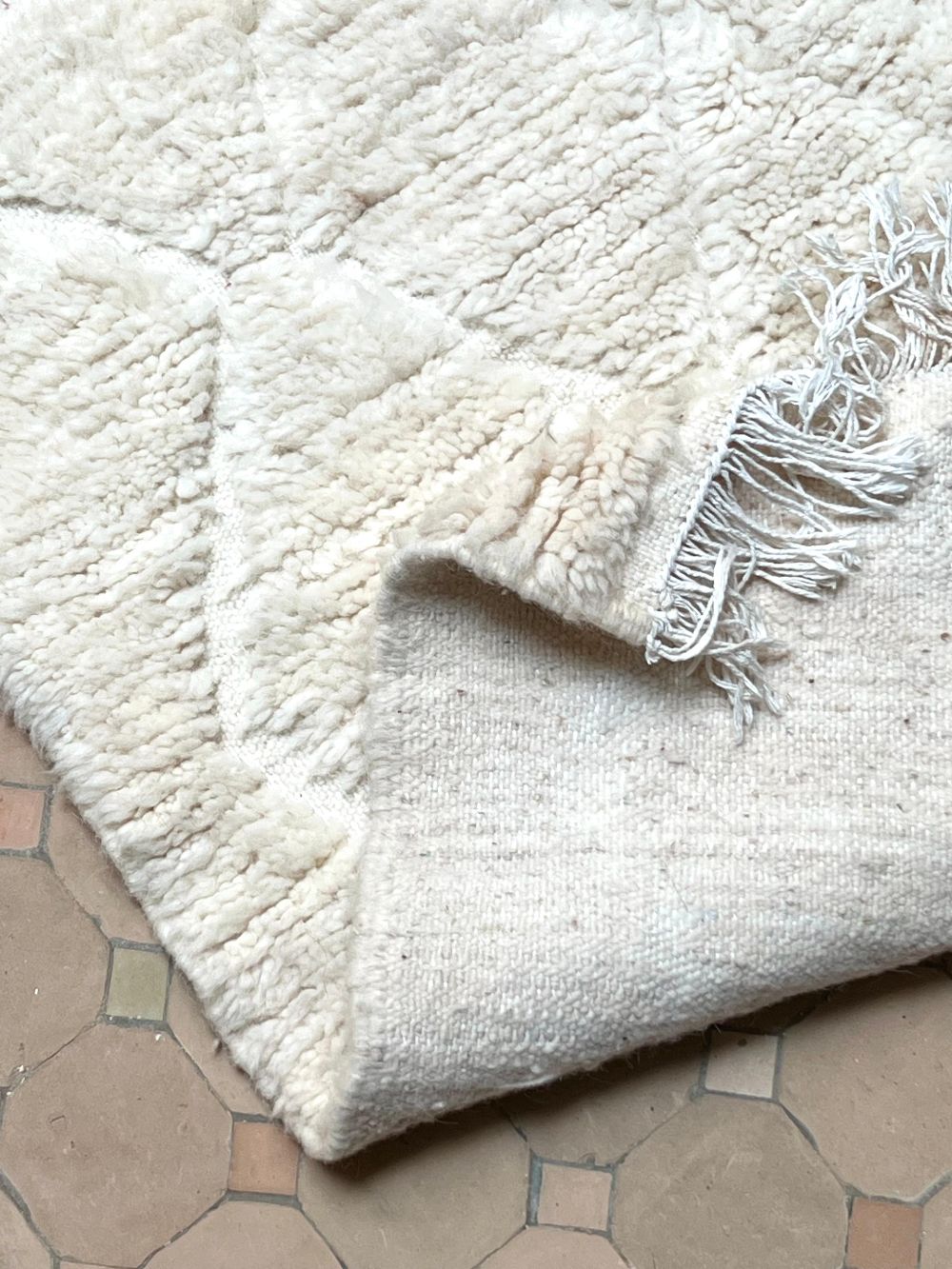 Moroccan All White Rug 90x60cm