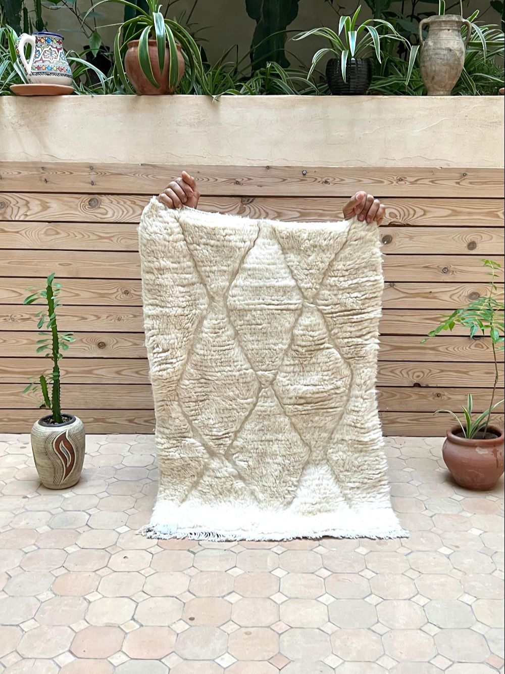 Moroccan All White Rug 90x60cm