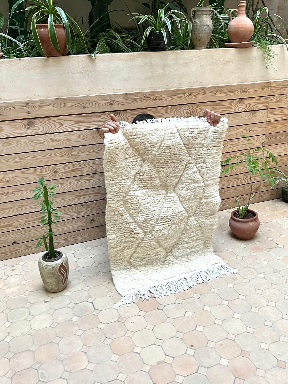 Moroccan All White Rug 90x60cm