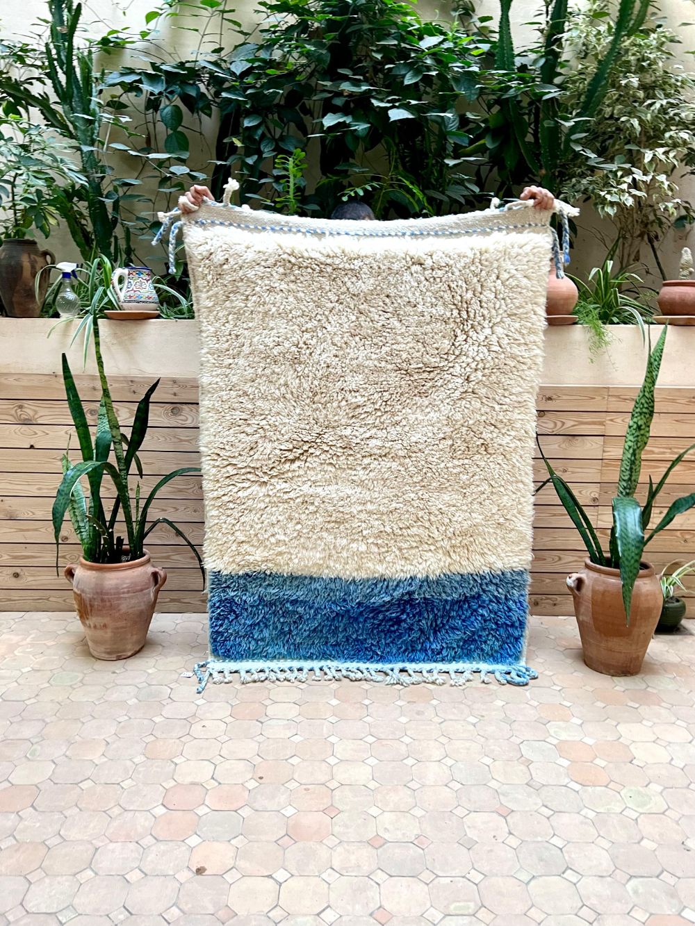 Moroccan Blue & White Rug 150x105cm