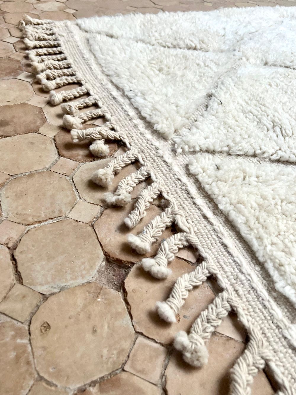 Moroccan All White Rug 155x110cm