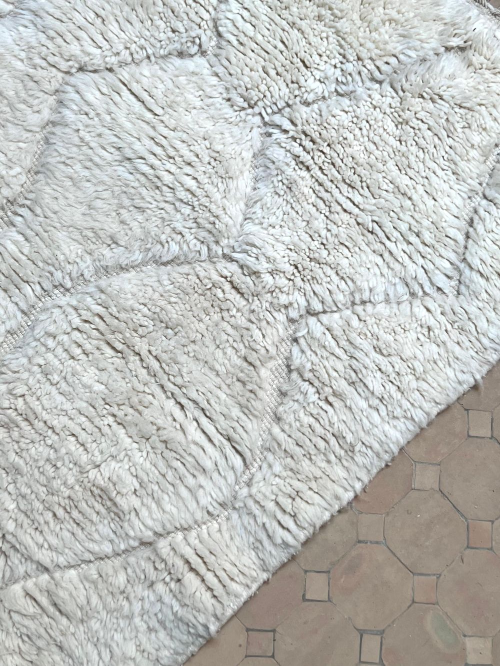 Moroccan All White Rug 155x110cm