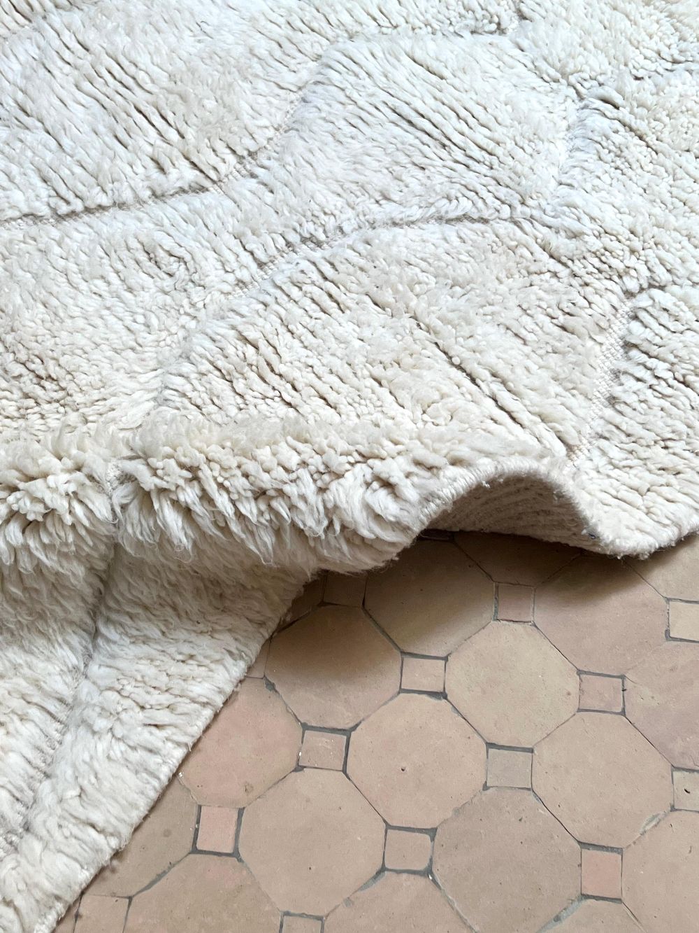 Moroccan All White Rug 155x110cm